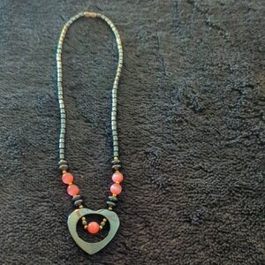 Elegant Black and Pink Beaded Hematite  Necklace New Sale